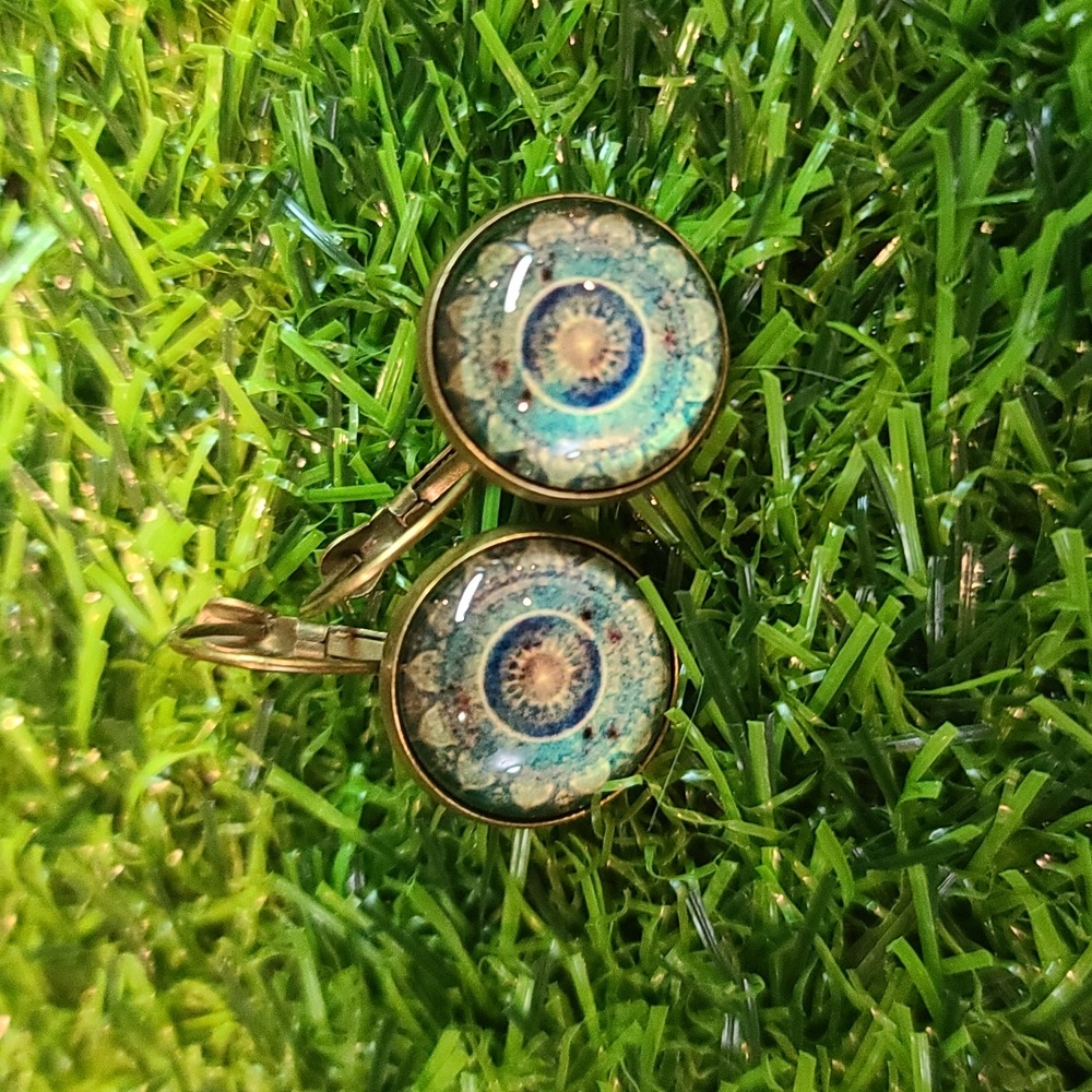 EARRINGS Bohemian or Colored Iris earrings with hoop clip. NWT